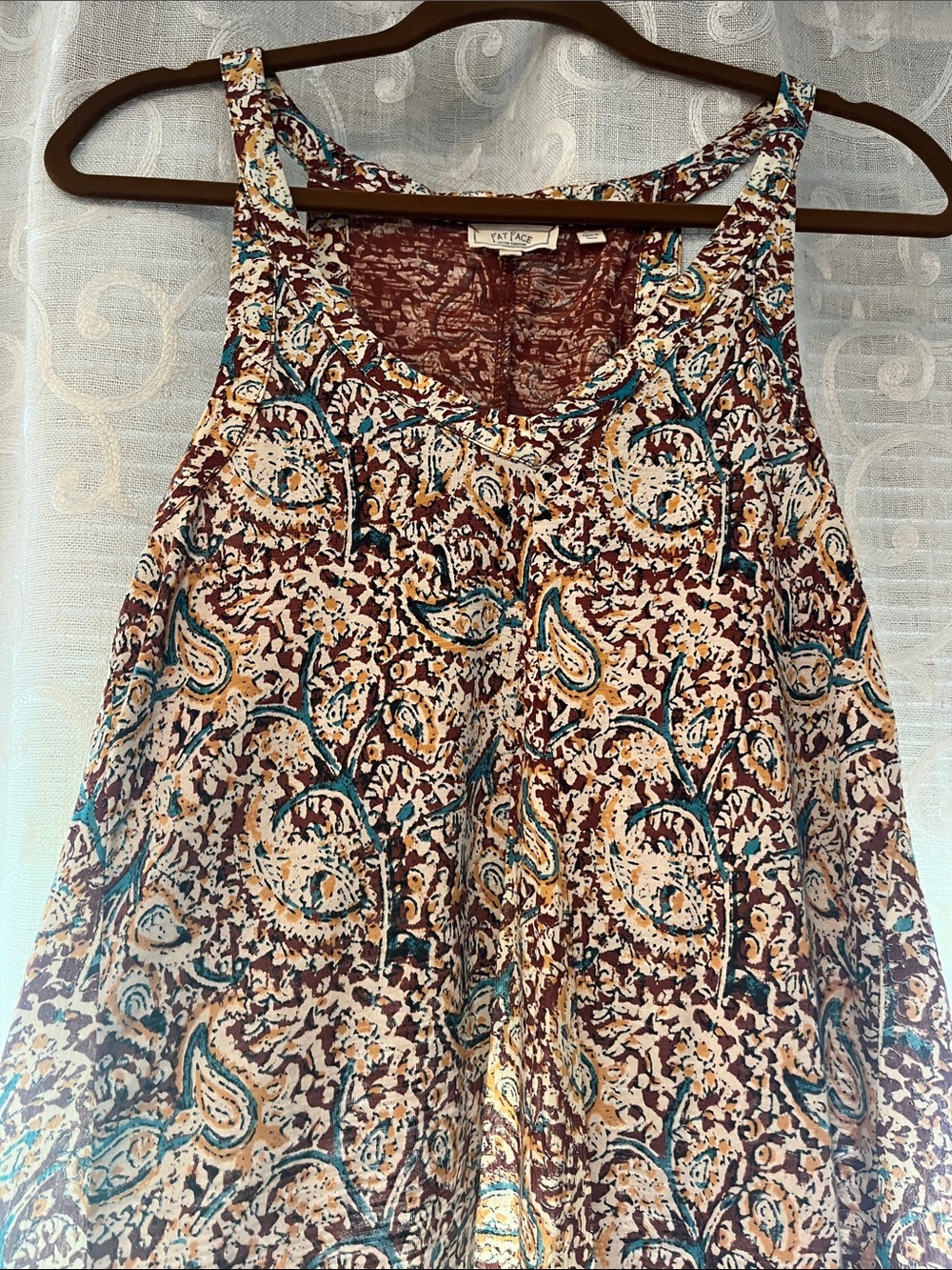 Fat Face Rust Multi-Color Printed BoHo Swing Top - Picture 2 of 13